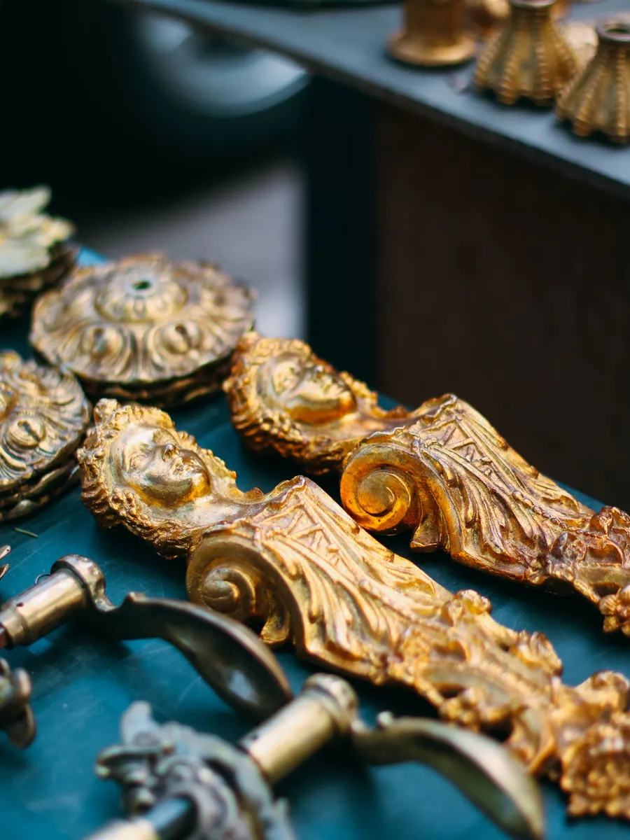 Metal handle and hardware detail