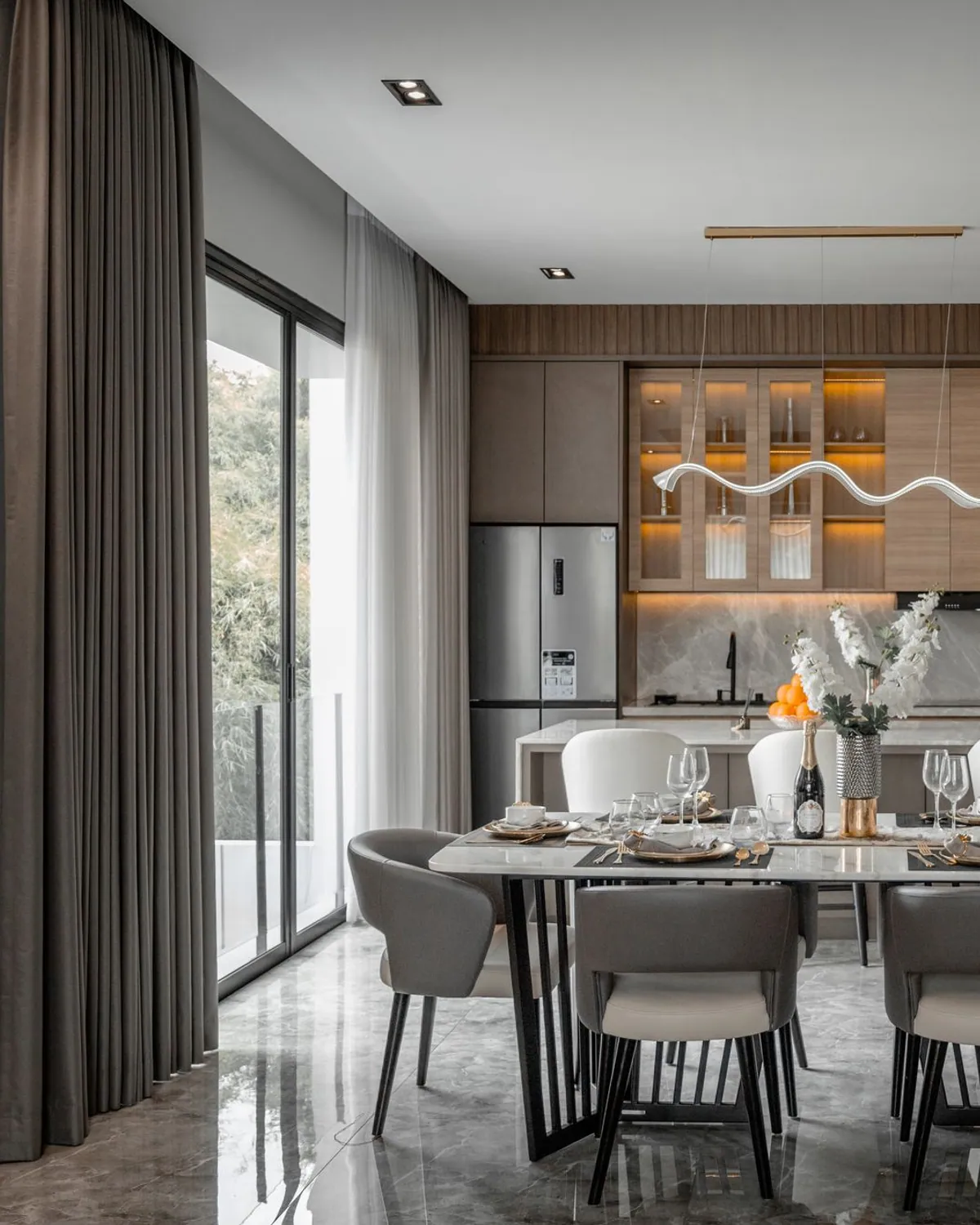 Open living and dining interior with natural daylight